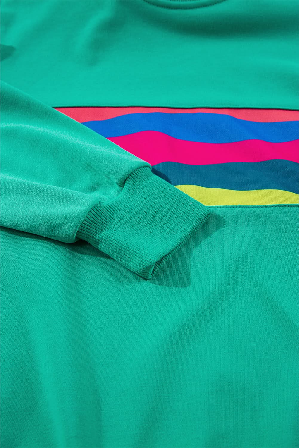 Green Colorful Striped Accent Long Sleeve T Shirt - Love Salve